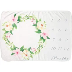 Farmlyn Creek Floral Baby Growth Blanket Blanket With Small Wreath For Monthly Milestones, Baby Photo Blanket, 40 X 27.5 In -Roommates Nursery Outlet Store GUEST 04c25c9e 6254 4c53 bb68 9cd22f07304f
