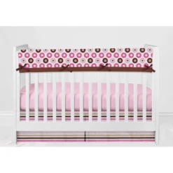 Bacati - Mod Dots Stripes Pink Fuschia Beige Chocolate 10 Pc Crib Bedding Set With Long Rail Guard Cover -Roommates Nursery Outlet Store GUEST 067d2170 be61 4aae bd7f b0188f3cc4a7