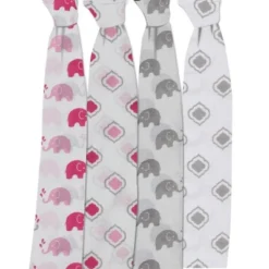 Bacati - Elephants Pink/Gray Muslin Swaddling Blankets Set Of 4 -Roommates Nursery Outlet Store GUEST 083e90ee 2f81 4270 9f85 e8ccc08e4315