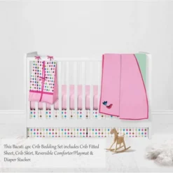 Bacati - Botanical Floral Birds Pink Multicolor 4 Pc Crib Bedding Set With Diaper Caddy -Roommates Nursery Outlet Store GUEST 087f7a8f fbc6 4b4e 8563 b75817374e68