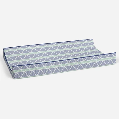 Bacati - Emma Mint/Navy Large Triangles Quilted Muslin Changing Pad Cover 2 Bacati - Emma Mint/Navy Large Triangles Quilted Muslin Changing Pad Cover - Image 2