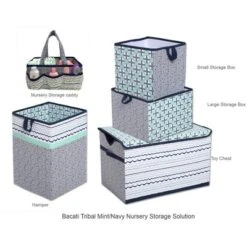 Bacati - Noah Mint/Navy Collapsible Laundry Hamper -Roommates Nursery Outlet Store GUEST 0e8847d5 bab9 43a5 a6fa a4202c09ea87