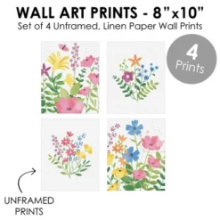 Big Dot Of Happiness Wildflowers - Unframed Floral Nursery And Room Decor Linen Paper Wall Art - Set Of 4 - Artisms - 8 X 10 Inches -Roommates Nursery Outlet Store GUEST 104db381 316d 4ef3 ae4e bcf770503356