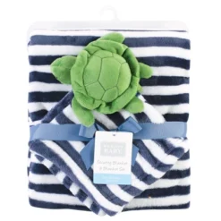 Hudson Baby Infant Boy Plush Blanket With Security Blanket, Sea Turtle, One Size