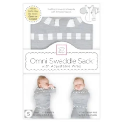 Omni Swaddle Wrap & Arms Up Sleeves & Mitten Cuffs - Heathered Gray With Stripe Trim 0-3 Months -Roommates Nursery Outlet Store GUEST 1259280f a39a 48f4 98d8 30d733510c43