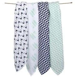 Bacati - Noah Mint/Navy Buck/Feathers/Triangles Muslin Swaddling Blankets Set Of 4 -Roommates Nursery Outlet Store GUEST 13215e0d 8ad9 4b94 bf36 18bf1e6027ba