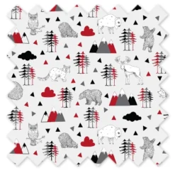 Bacati - Woodland Animals Red Black Gray Printed 100 Percent Cotton Universal Baby US Standard Crib Or Toddler Bed Fitted Sheet -Roommates Nursery Outlet Store GUEST 14861a40 44f0 4b94 a574 fdfb4d84ce96