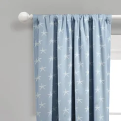 84"x52" Seaside Starfish Blackout Window Curtain Panel Blue - Lush Décor