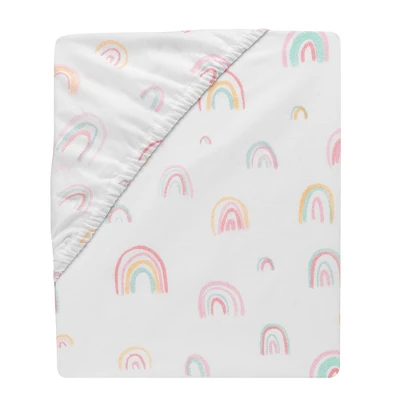 Lambs & Ivy Watercolor Pastel Rainbow 100% Cotton Baby Fitted Crib Sheet 2 Lambs & Ivy Watercolor Pastel Rainbow 100% Cotton Baby Fitted Crib Sheet - Image 2