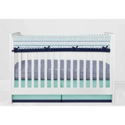 Bacati - Noah Mint Navy 6 Pc Crib Bedding Set With Long Rail Guard Cover -Roommates Nursery Outlet Store GUEST 1a313ad5 0f80 4fd2 8b72 6d84bf263e23 1