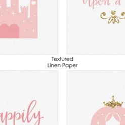 Big Dot Of Happiness Little Princess Crown - Unframed Pink & Gold Castle Nursery And Kids Room Linen Paper Wall Art - Set Of 4 Artisms - 8 X 10 Inches -Roommates Nursery Outlet Store GUEST 1b3bfe60 7f15 4241 9249 453369952509