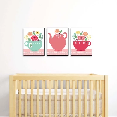 Big Dot Of Happiness Floral Let's Par-Tea - Garden Tea Party Nursery Wall Art And Kids Room Decor - 7.5 X 10 Inches - Set Of 3 Prints 1 Big Dot Of Happiness Floral Let's Par-Tea - Garden Tea Party Nursery Wall Art And Kids Room Decor - 7.5 X 10 Inches - Set Of 3 Prints