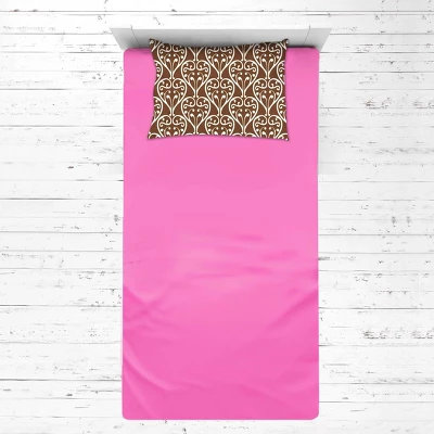 Bacati - Damask Pink Chocolate 3 Pc Toddler Sheet Set 2 Bacati - Damask Pink Chocolate 3 Pc Toddler Sheet Set - Image 2