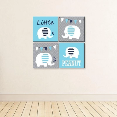 Big Dot Of Happiness Blue Baby Elephant - Kids Room, Nursery Decor And Home Decor - 11 X 11 Inches Nursery Wall Art - Set Of 4 Prints For Baby's Room 2 Big Dot Of Happiness Blue Baby Elephant - Kids Room, Nursery Decor And Home Decor - 11 X 11 Inches Nursery Wall Art - Set Of 4 Prints For Baby's Room - Image 2