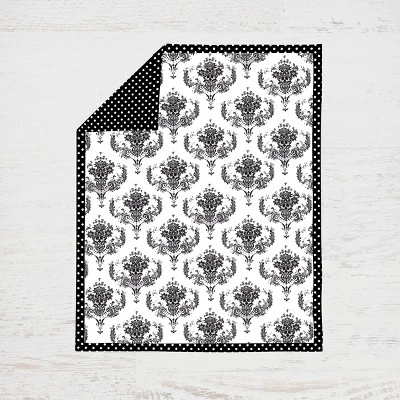 Bacati - Classic Damask Black/Grey/White 10 Pc Crib Bedding Set With Long Rail Guard Cover 4 Bacati - Classic Damask Black/Grey/White 10 Pc Crib Bedding Set With Long Rail Guard Cover - Image 4