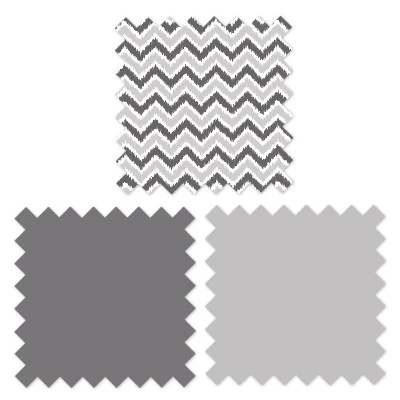 Bacati - Ikat Chevron White Grey Muslin Neutral 10 Pc Crib Set With Wall Hangings And 4 Muslin Swaddling Blanket 7 Bacati - Ikat Chevron White Grey Muslin Neutral 10 Pc Crib Set With Wall Hangings And 4 Muslin Swaddling Blanket - Image 7