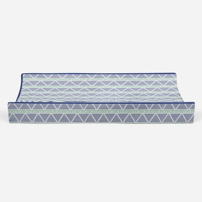 Bacati - Emma Mint/Navy Large Triangles Quilted Muslin Changing Pad Cover 4 Bacati - Emma Mint/Navy Large Triangles Quilted Muslin Changing Pad Cover - Image 4