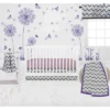 Bacati - Ikat Dots Leopard Purple Grey Girls 10 Pc Crib Set With 2 Crib Fitted Sheets 4 Muslin Swaddling Blankets
