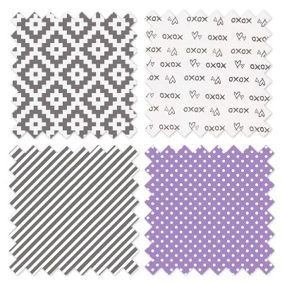 Bacati - Love Aztec Design/Print Gray Lilac 3 Pc Crib Bedding Set 4 Bacati - Love Aztec Design/Print Gray Lilac 3 Pc Crib Bedding Set - Image 4