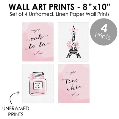 Big Dot Of Happiness Paris, Ooh La La - Unframed Eiffel Tower Nursery And Kids Room Linen Paper Wall Art - Set Of 4 - Artisms - 8 X 10 Inches 3 Big Dot Of Happiness Paris, Ooh La La - Unframed Eiffel Tower Nursery And Kids Room Linen Paper Wall Art - Set Of 4 - Artisms - 8 X 10 Inches - Image 3