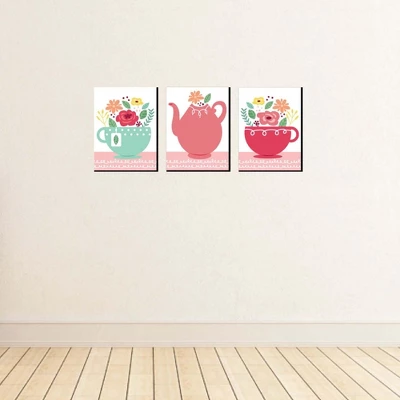 Big Dot Of Happiness Floral Let's Par-Tea - Garden Tea Party Nursery Wall Art And Kids Room Decor - 7.5 X 10 Inches - Set Of 3 Prints 2 Big Dot Of Happiness Floral Let's Par-Tea - Garden Tea Party Nursery Wall Art And Kids Room Decor - 7.5 X 10 Inches - Set Of 3 Prints - Image 2