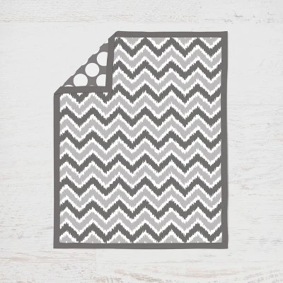 Bacati - Ikat Chevron White Grey Muslin Neutral 10 Pc Crib Set With Wall Hangings And 4 Muslin Swaddling Blanket 2 Bacati - Ikat Chevron White Grey Muslin Neutral 10 Pc Crib Set With Wall Hangings And 4 Muslin Swaddling Blanket - Image 2