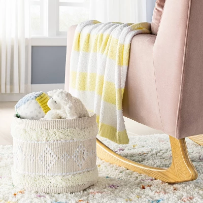 Chenille Stripe Baby Blanket - Yellow And White Stripes - Cloud Island™ 1 Chenille Stripe Baby Blanket - Yellow And White Stripes - Cloud Island™