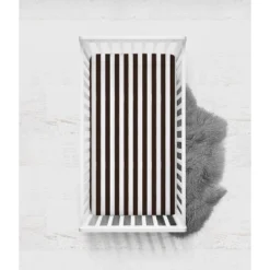 Bacati - Chocolate Wide Stripes 100 Percent Cotton Universal Baby US Standard Crib Or Toddler Bed Fitted Sheet -Roommates Nursery Outlet Store GUEST 28857ce9 0524 451a 969a 6db616004730