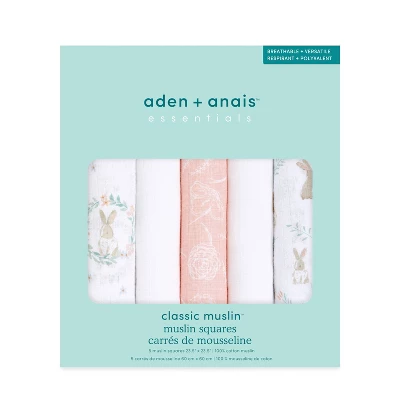Aden + Anais Essentials Muslin Squares Baby Blankets - 5pk 1 Aden + Anais Essentials Muslin Squares Baby Blankets - 5pk