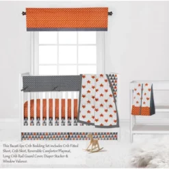 Bacati - Playful Fox Orange Gray 6 Pc Crib Bedding Set With Long Rail Guard Cover -Roommates Nursery Outlet Store GUEST 2949995f 39d4 48b0 a608 db5a6ba624ad