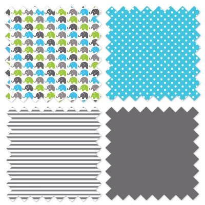 Bacati - Elephants Aqua Lime Gray 3 Pc Toddler Bed Sheet Set 5 Bacati - Elephants Aqua Lime Gray 3 Pc Toddler Bed Sheet Set - Image 5