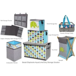 Bacati - Elephants Aqua/Lime/Gray Collapsible Laundry Hamper 8 Bacati - Elephants Aqua/Lime/Gray Collapsible Laundry Hamper -Roommates Nursery Outlet Store GUEST 2e5b5eba 8107 4f61 8891 8396a8e3bde5
