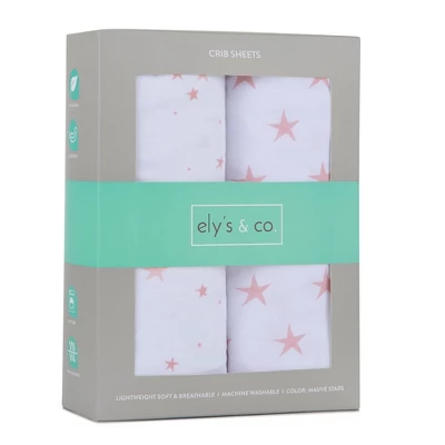 Ely's & Co. Baby Fitted Sheet 100% Combed Jersey Cotton Mauve Pink Stars 3 Ely's & Co. Baby Fitted Sheet 100% Combed Jersey Cotton Mauve Pink Stars - Image 3