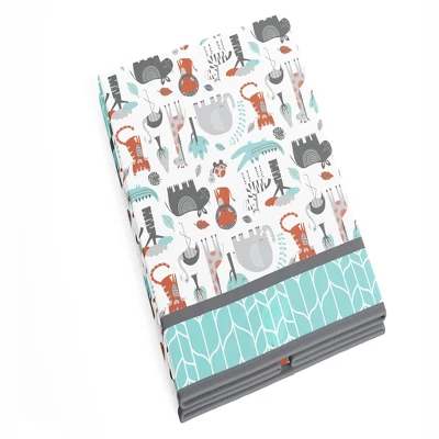 Bacati - Safari Animals Aqua/Orange/Gray Collapsible Laundry Hamper 2 Bacati - Safari Animals Aqua/Orange/Gray Collapsible Laundry Hamper - Image 2