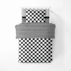 Bacati - Dots Stripes Black/White 4 Pc Toddler Bedding Set 8 Bacati - Dots Stripes Black/White 4 Pc Toddler Bedding Set -Roommates Nursery Outlet Store GUEST 37e9d70e dae6 4e2a a57b 30e52746662b