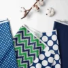 Bacati - MixNMatch Navy Green Chevron Dots 3 Pc Toddler Sheet Set