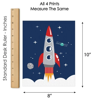 Big Dot Of Happiness Blast Off To Outer Space - Unframed Rocket Ship Nursery And Kids Room Linen Paper Wall Art - Set Of 4 - Artisms - 8 X 10 Inches 4 Big Dot Of Happiness Blast Off To Outer Space - Unframed Rocket Ship Nursery And Kids Room Linen Paper Wall Art - Set Of 4 - Artisms - 8 X 10 Inches - Image 4
