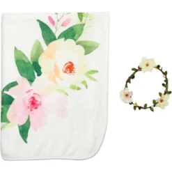 Farmlyn Creek Floral Baby Growth Blanket Blanket With Small Wreath For Monthly Milestones, Baby Photo Blanket, 40 X 27.5 In -Roommates Nursery Outlet Store GUEST 3d31f4cb 5a5d 42e2 a34a ecf096209052