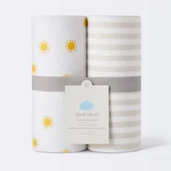 Flannel Swaddle Baby Blankets - Yellow Sun And Stripe - 2pk - Cloud Island™ -Roommates Nursery Outlet Store GUEST 3d36f01e efe2 4524 972e c2dcdabf32e5