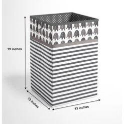 Bacati - Elephants White/Gray Collapsible Laundry Hamper -Roommates Nursery Outlet Store GUEST 3d826c9d 2a4a 40b3 b1ad c1a10ae0a2a0