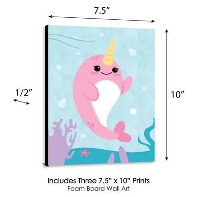 Big Dot Of Happiness Narwhal Girl - Under The Sea Nursery Wall Art And Kids Room Decorations - Gift Ideas - 7.5 X 10 Inches - Set Of 3 Prints 3 Big Dot Of Happiness Narwhal Girl - Under The Sea Nursery Wall Art And Kids Room Decorations - Gift Ideas - 7.5 X 10 Inches - Set Of 3 Prints - Image 3