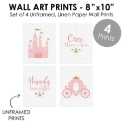 Big Dot Of Happiness Little Princess Crown - Unframed Pink & Gold Castle Nursery And Kids Room Linen Paper Wall Art - Set Of 4 Artisms - 8 X 10 Inches -Roommates Nursery Outlet Store GUEST 3de4c378 9099 419a 8539 02f9e89161d6