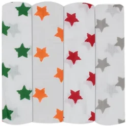 Bacati - Stars Neutral Swaddling Muslin Blankets Of 4 (Green,Orange,Red,Gray) 6 Bacati - Stars Neutral Swaddling Muslin Blankets Of 4 (Green,Orange,Red,Gray) -Roommates Nursery Outlet Store GUEST 3e47f474 5cd4 4421 a9b8 e4ec18b6e7a6