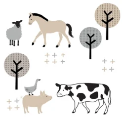 Lambs & Ivy Baby Farm Animals 5-Piece White/Taupe Baby Crib Bedding Set -Roommates Nursery Outlet Store GUEST 3f0c284d fb7e 402d 8968 399ee4b77e28