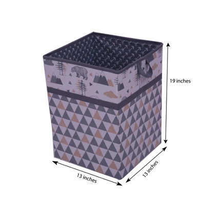 Bacati - Woodlands Gray/Beige Neutral Collapsible Laundry Hamper 6 Bacati - Woodlands Gray/Beige Neutral Collapsible Laundry Hamper - Image 6