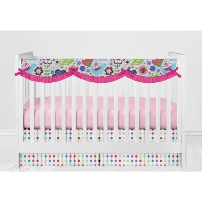 Bacati - Botanical Floral Birds Pink Multicolor 10 Pc Crib Bedding Set With Long Rail Guard Cover 6 Bacati - Botanical Floral Birds Pink Multicolor 10 Pc Crib Bedding Set With Long Rail Guard Cover - Image 6