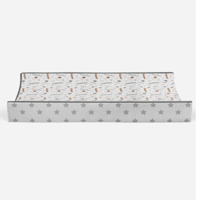 Bacati - Football Brown/Gray Muslin Changing Pad Cover 5 Bacati - Football Brown/Gray Muslin Changing Pad Cover - Image 5