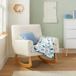 Jersey Knit Reversible Faux Fur Blanket Dinos - Cloud Island™ Blue/Green