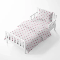 Bacati - Stars Pink Ikat Muslin 4 Pc Toddler Bedding Set..