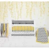 Bacati - Ikat Dots Giraffe Yellow Grey Muslin Neutral 8 Pc Crib Set With Crib Rail Guard